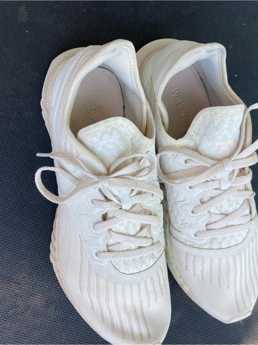 Reebok Women's Off-White/Beige Lace-Up Athletic Sneakers